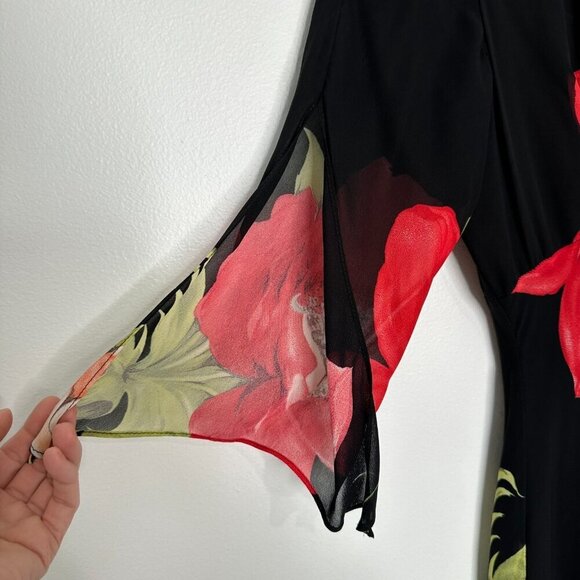 Citrine of Canada Midi Dress Sz 10 Black Floral Y2K Whimsigoth Dark Romantic Vtg - Picture 8 of 11